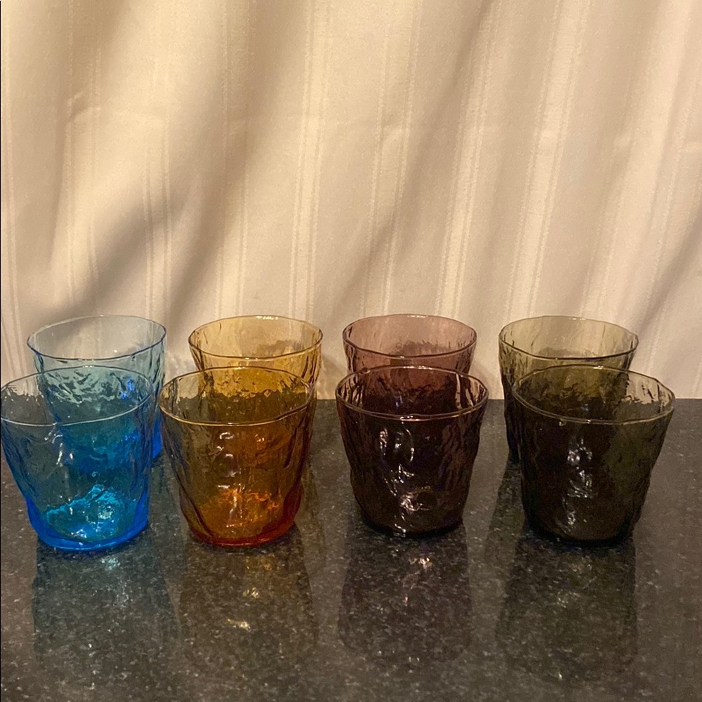 Vintage Morgantown Seneca Driftwood Rock Glasses Set of 8